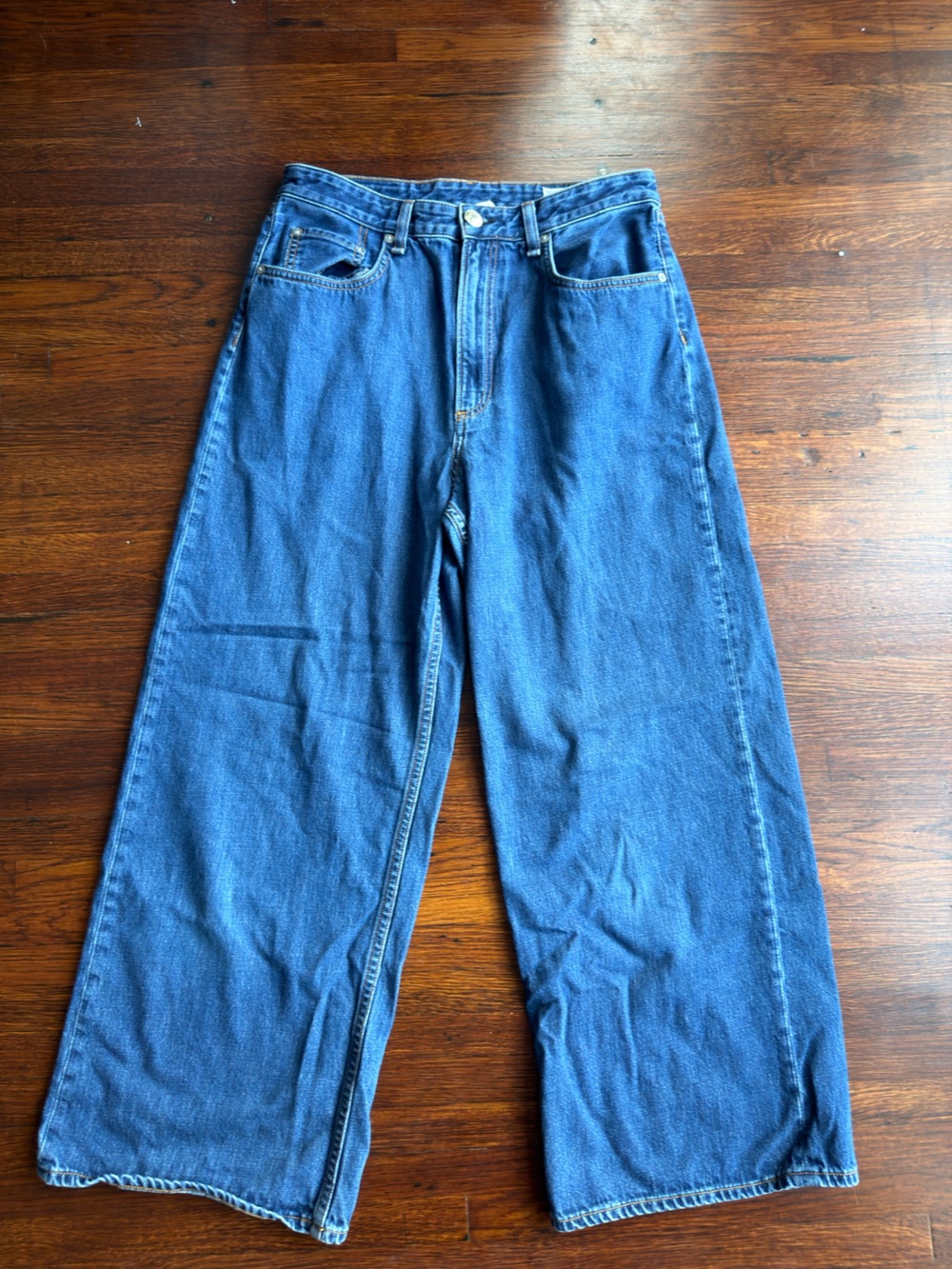 rag & bone Classic Wide-Leg Denim Jeans in Blue